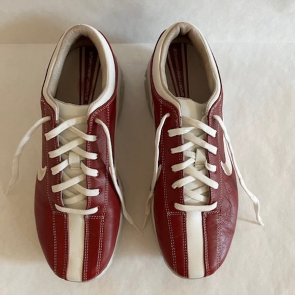Nike Sport Performance Leather Golf Cleats Shoes Womens Size 7 Deep Red - Picture 1 of 3